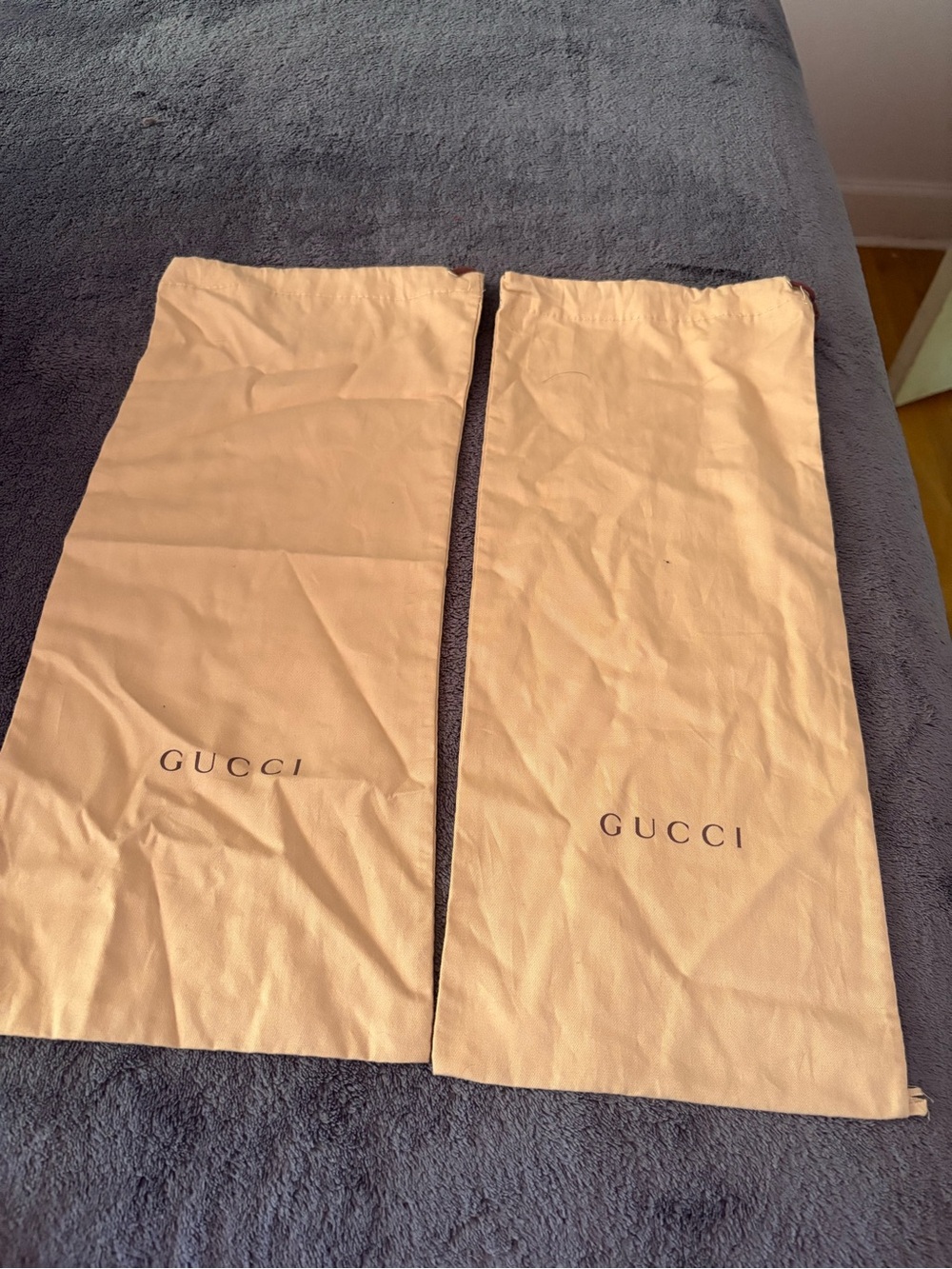 Gucci Beige Drawstring Logo Dust Bags - Pair